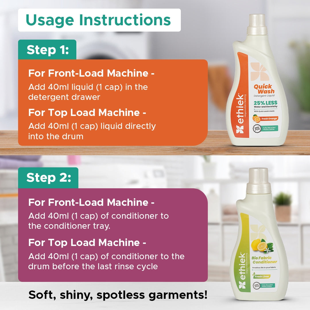 Quick Wash Detergent Liquid with FREE Bio Fabric Conditioner