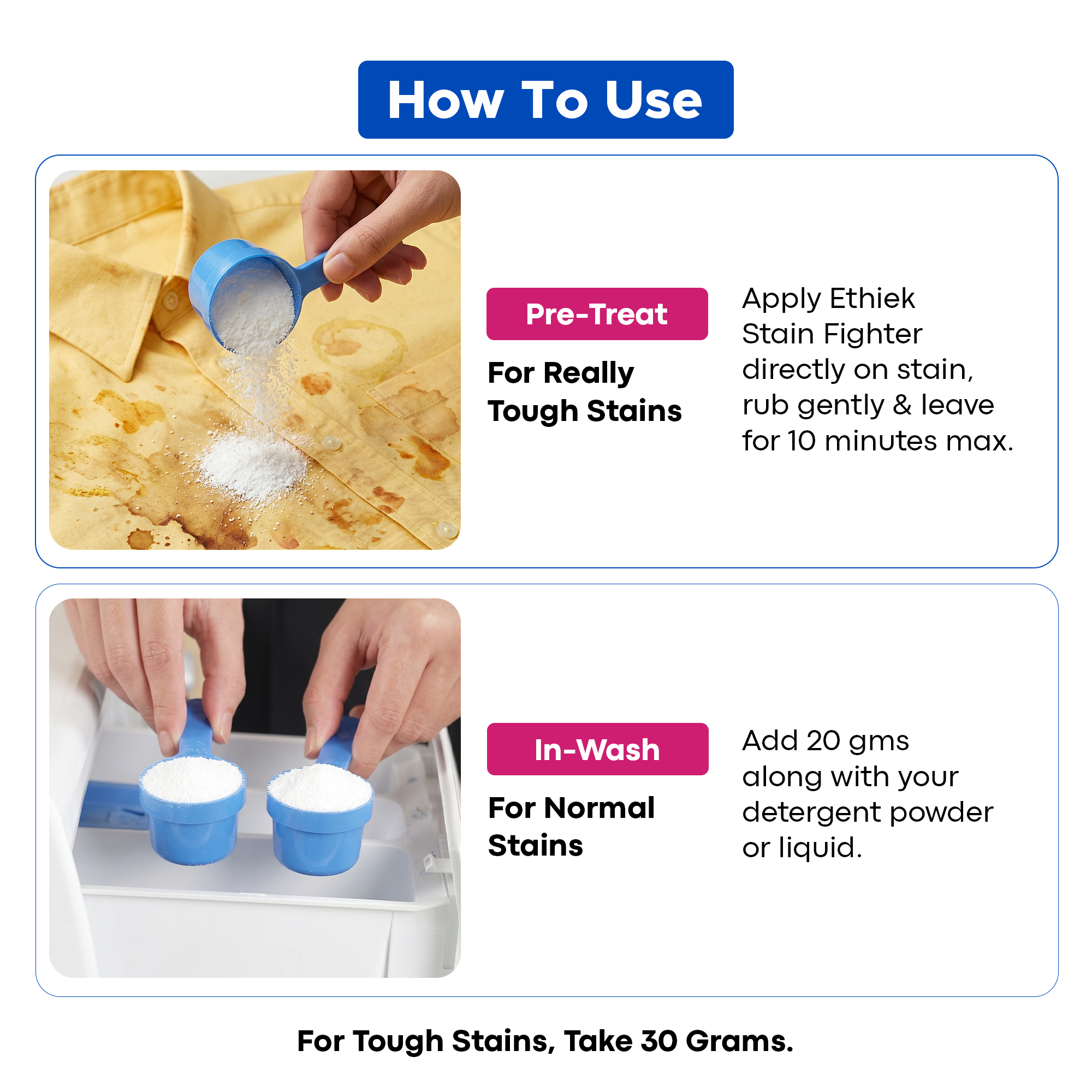 Concentrated Detergent Powder + Stain Fighter for Coloured Clothes