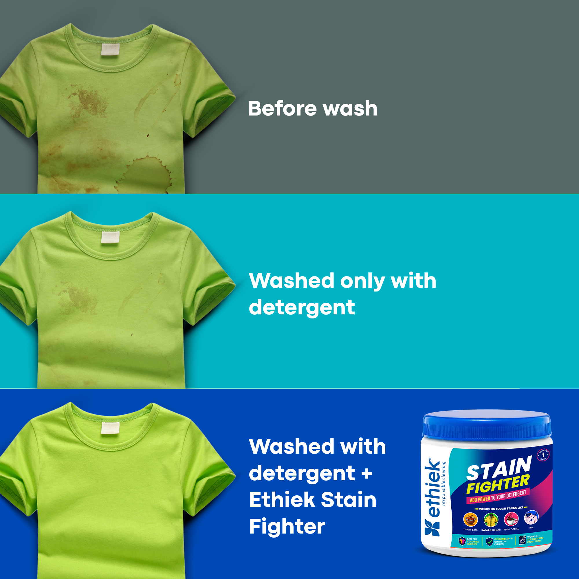 Concentrated Detergent Powder + Stain Fighter for Coloured Clothes
